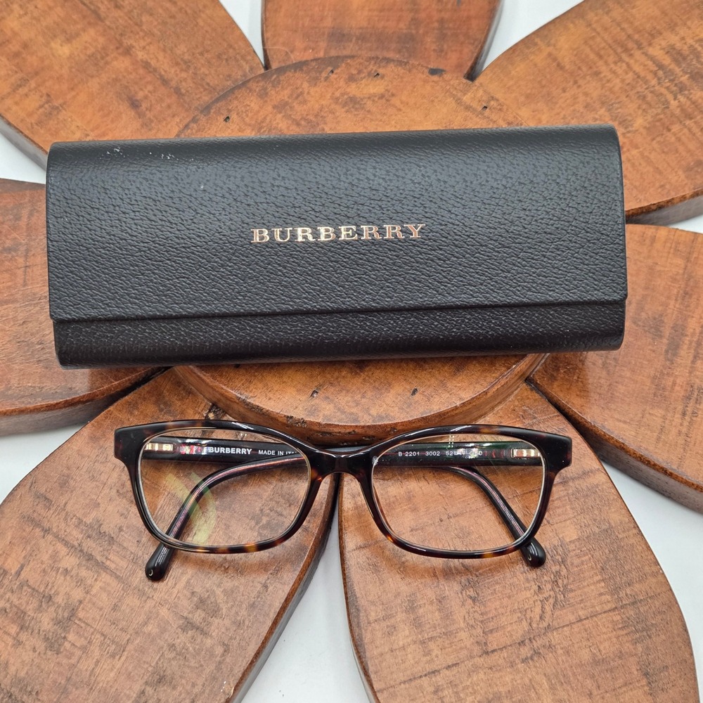 Burberry 52-17-140 B2201 FRAMES ONLY Dark Havana Tortoise Shell Eyeglass & Case